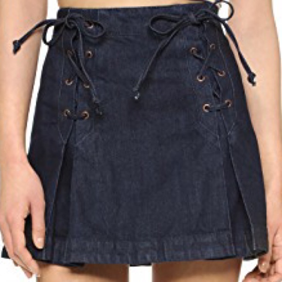 Free People Lace Up Denim Skirt - Picture 2 of 4